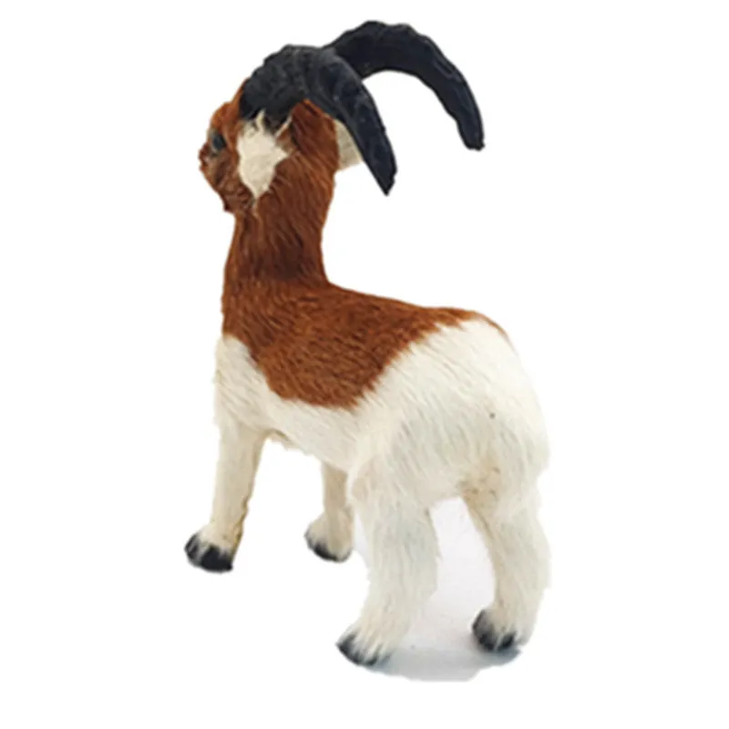 11cm Handmade Plush Mountain Goat Toy with Leather Craftsmanship