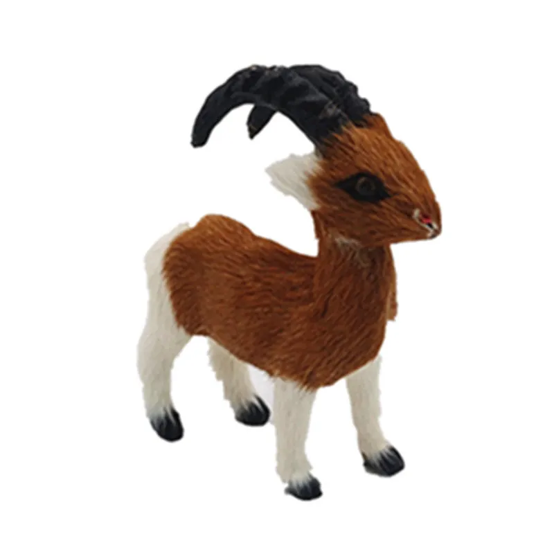 11cm Handmade Plush Mountain Goat Toy with Leather Craftsmanship