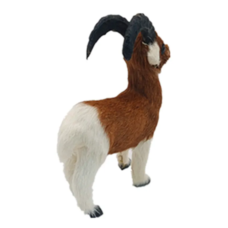 11cm Handmade Plush Mountain Goat Toy with Leather Craftsmanship