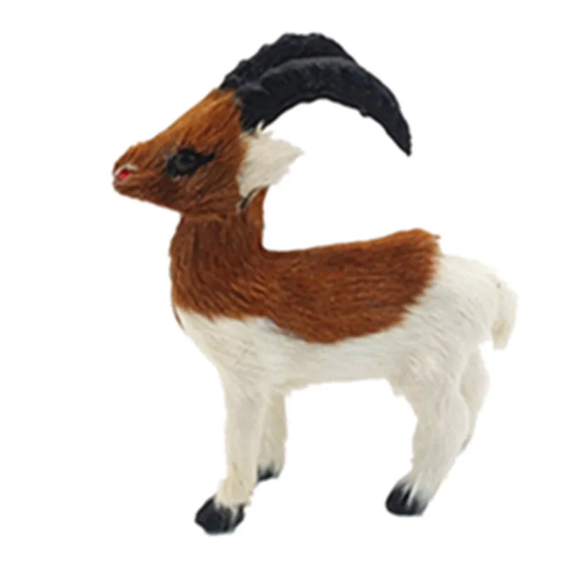 11cm Handmade Plush Mountain Goat Toy with Leather Craftsmanship