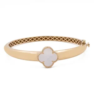 14K Yellow Gold Fashion Flower Women's Mother of Pearl Bracelet