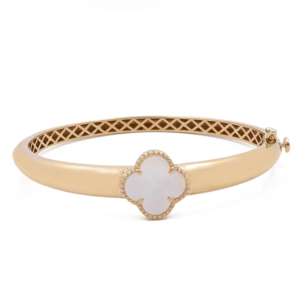 14K Yellow Gold Fashion Flower Women's Mother of Pearl Bracelet