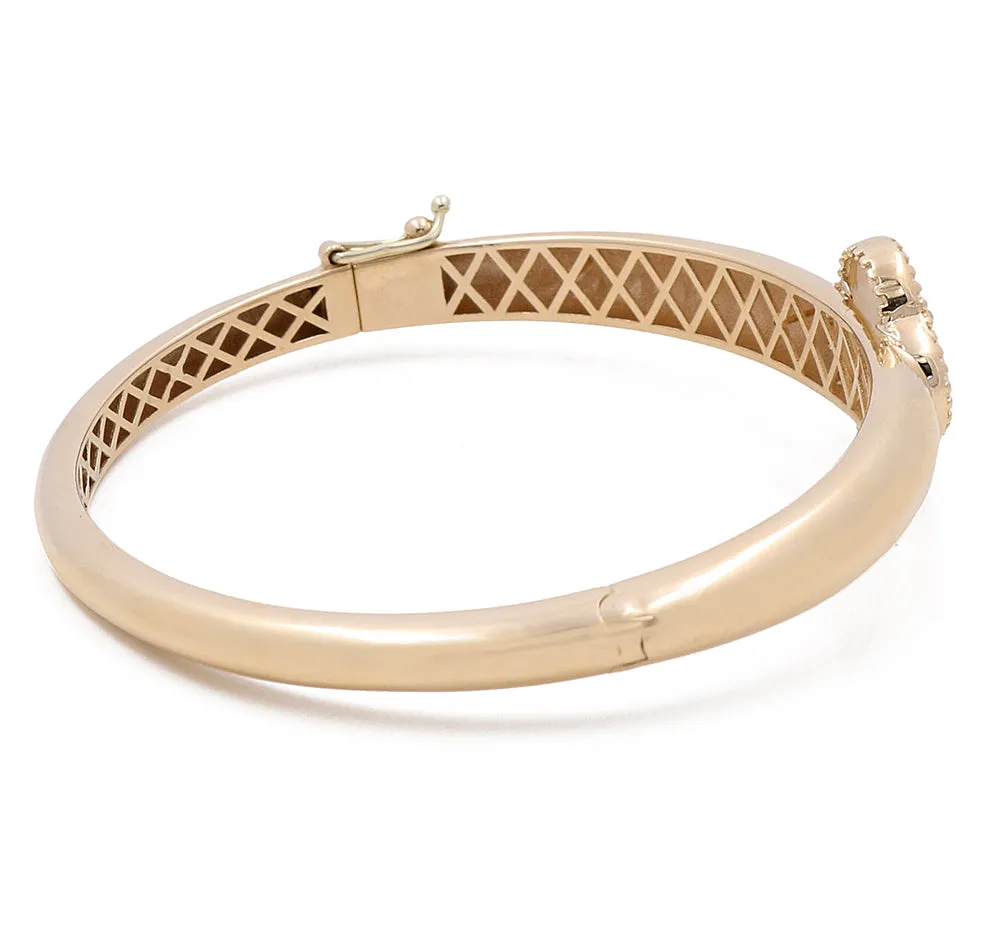 14K Yellow Gold Fashion Flower Women's Mother of Pearl Bracelet