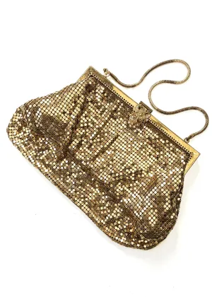 1950s Vintage Gold Chain Mail Evening Purse • Snake Chain Handle