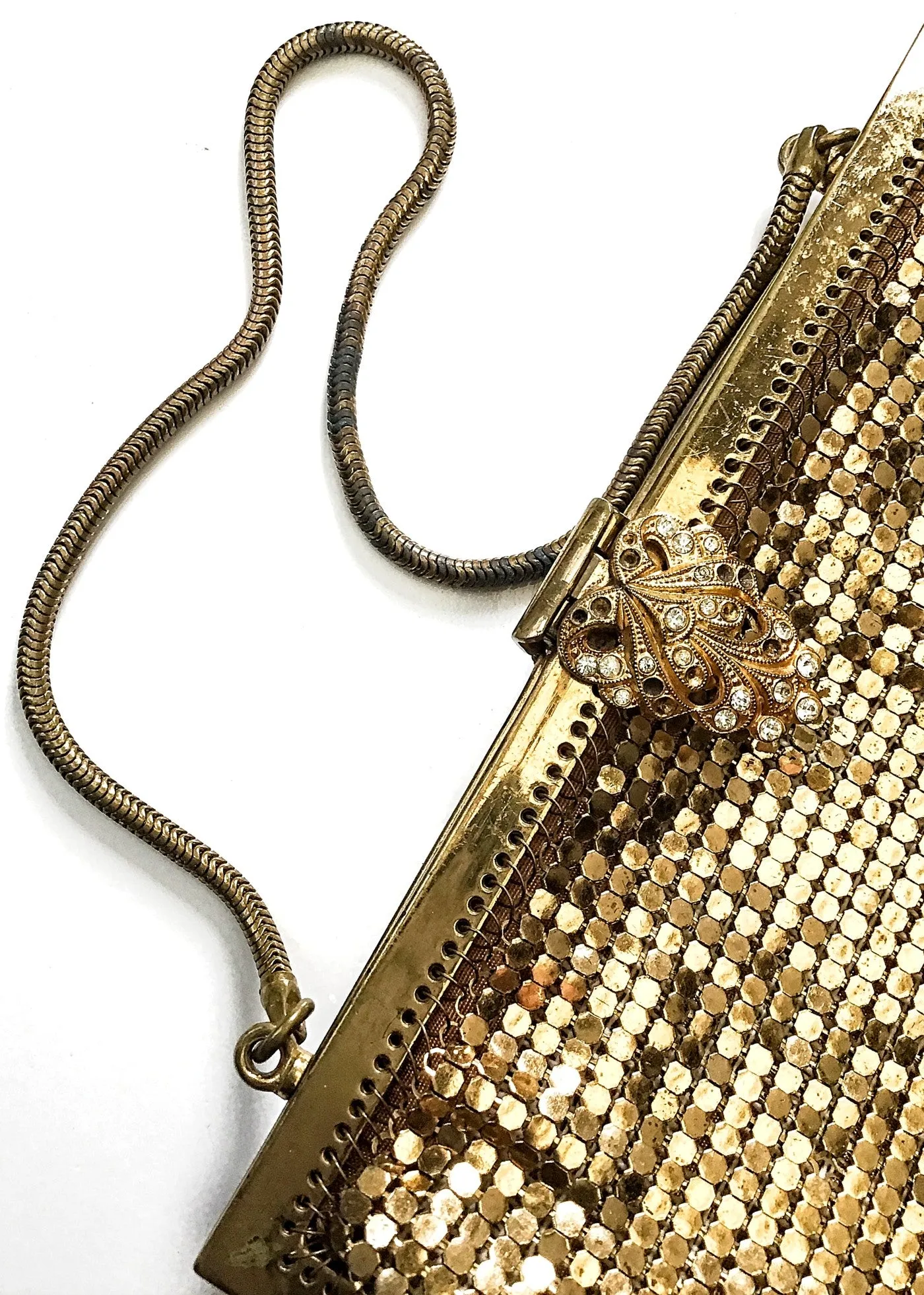 1950s Vintage Gold Chain Mail Evening Purse • Snake Chain Handle