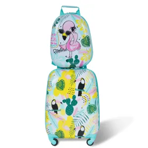 2 Pieces Kids Luggage Set with Backpack and Suitcase - Flamingo