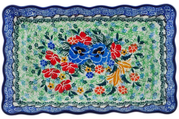 9" Rectangular Baker - Vibrant Bouquet