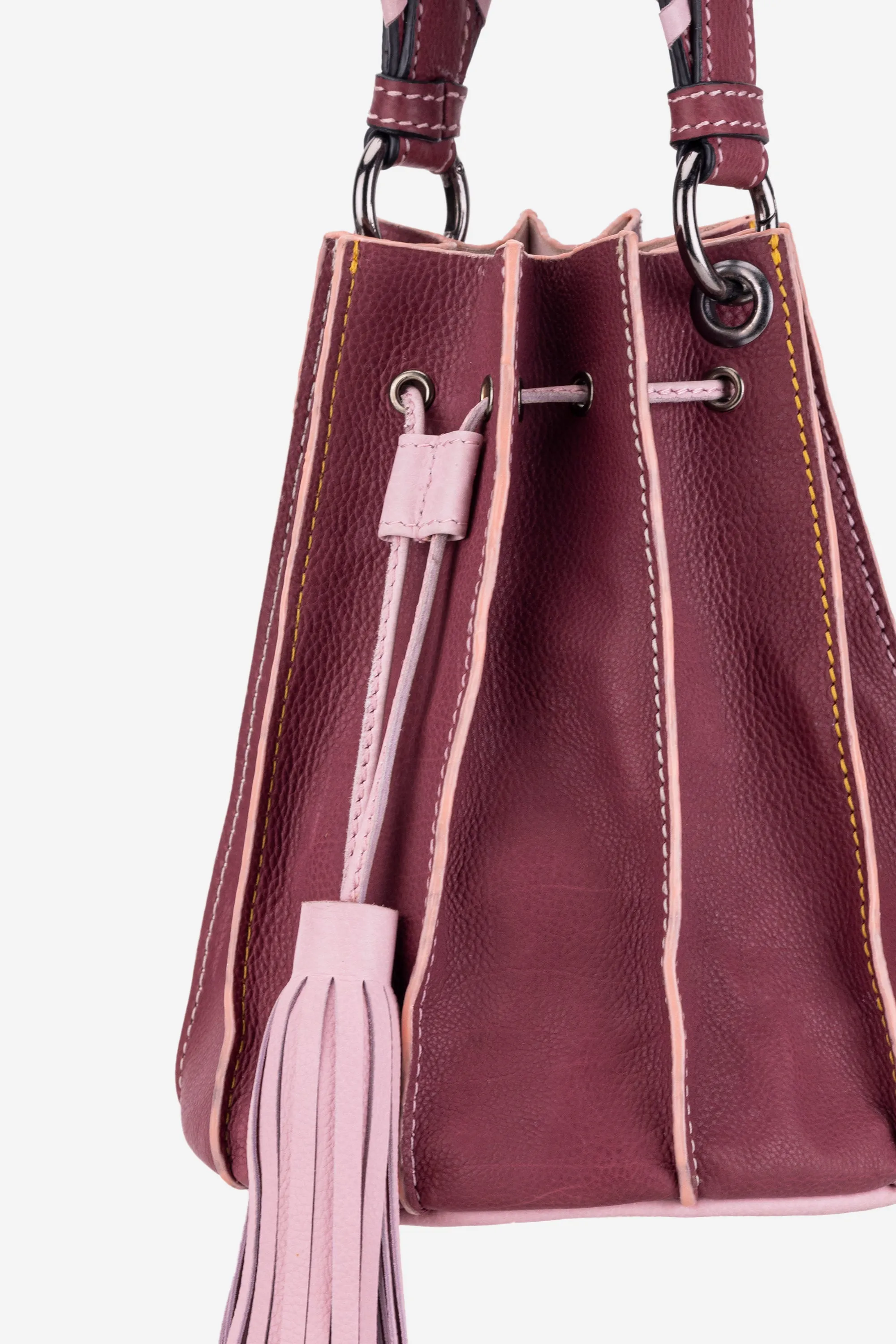 Abelardo Nova Maroon-Rose Bucket Bag