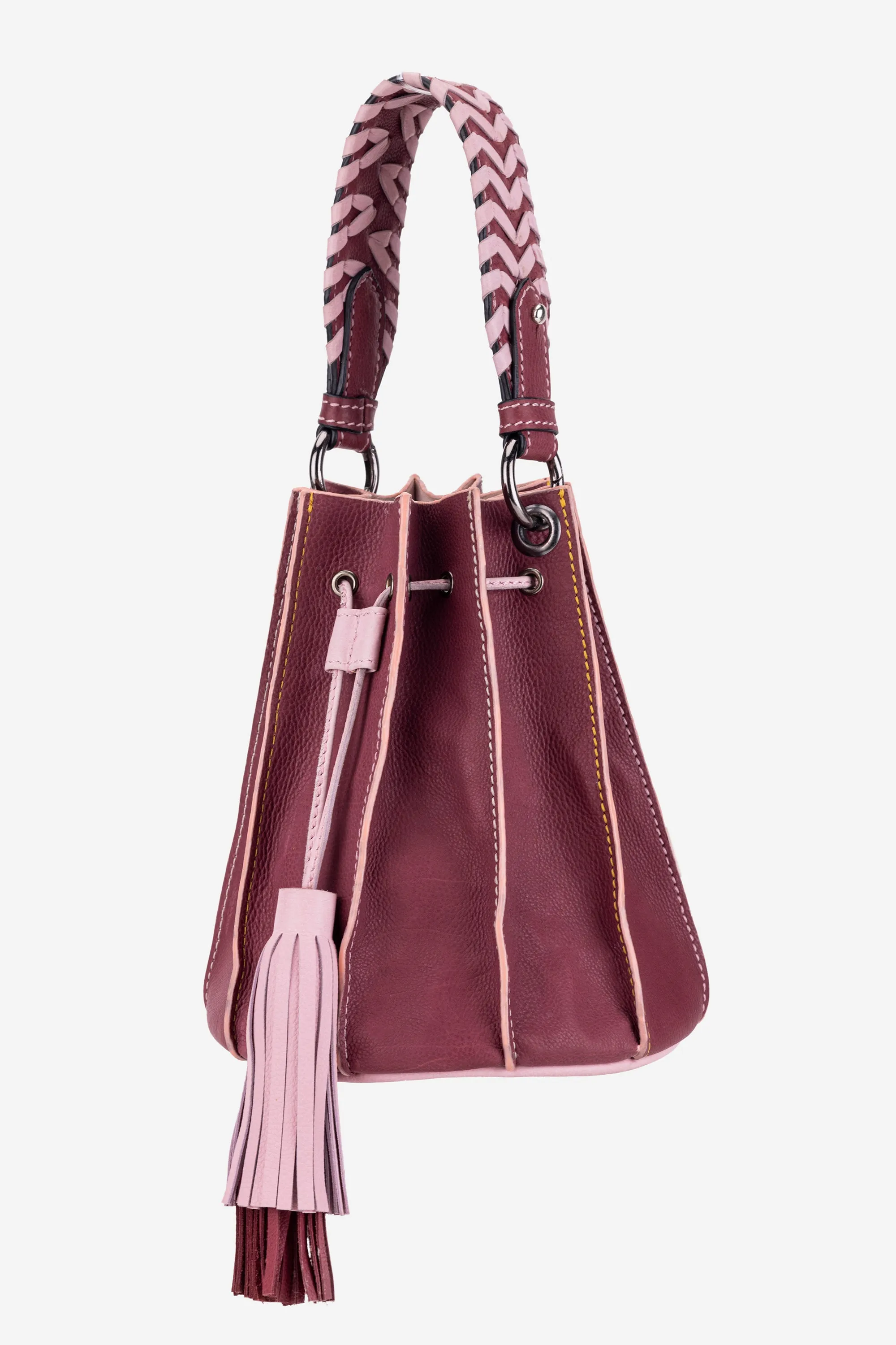 Abelardo Nova Maroon-Rose Bucket Bag