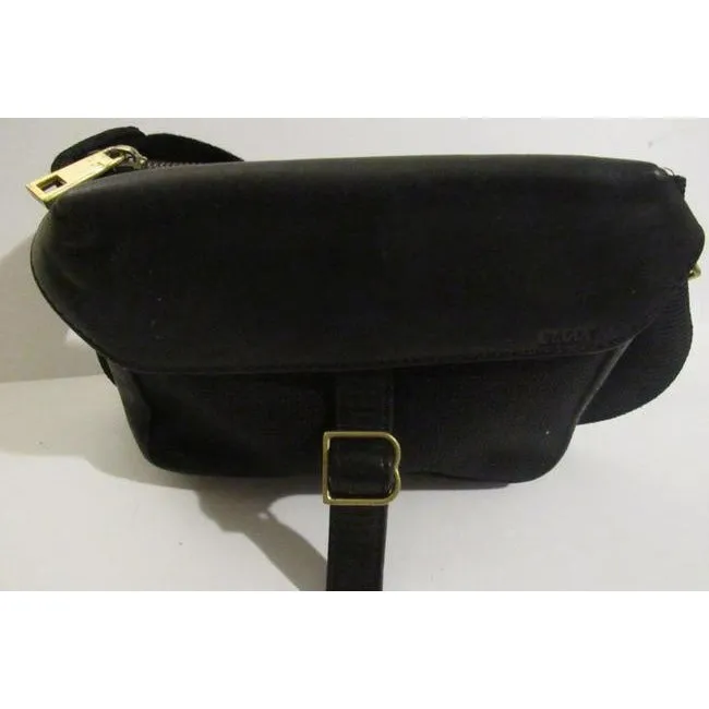 Bally Black Leather Brass Belt Bag Fanny Pack Wallet