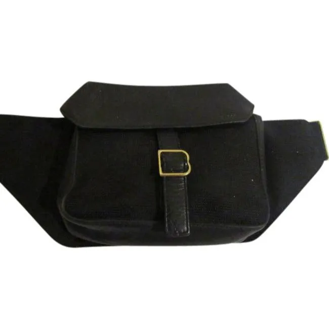 Bally Black Leather Brass Belt Bag Fanny Pack Wallet
