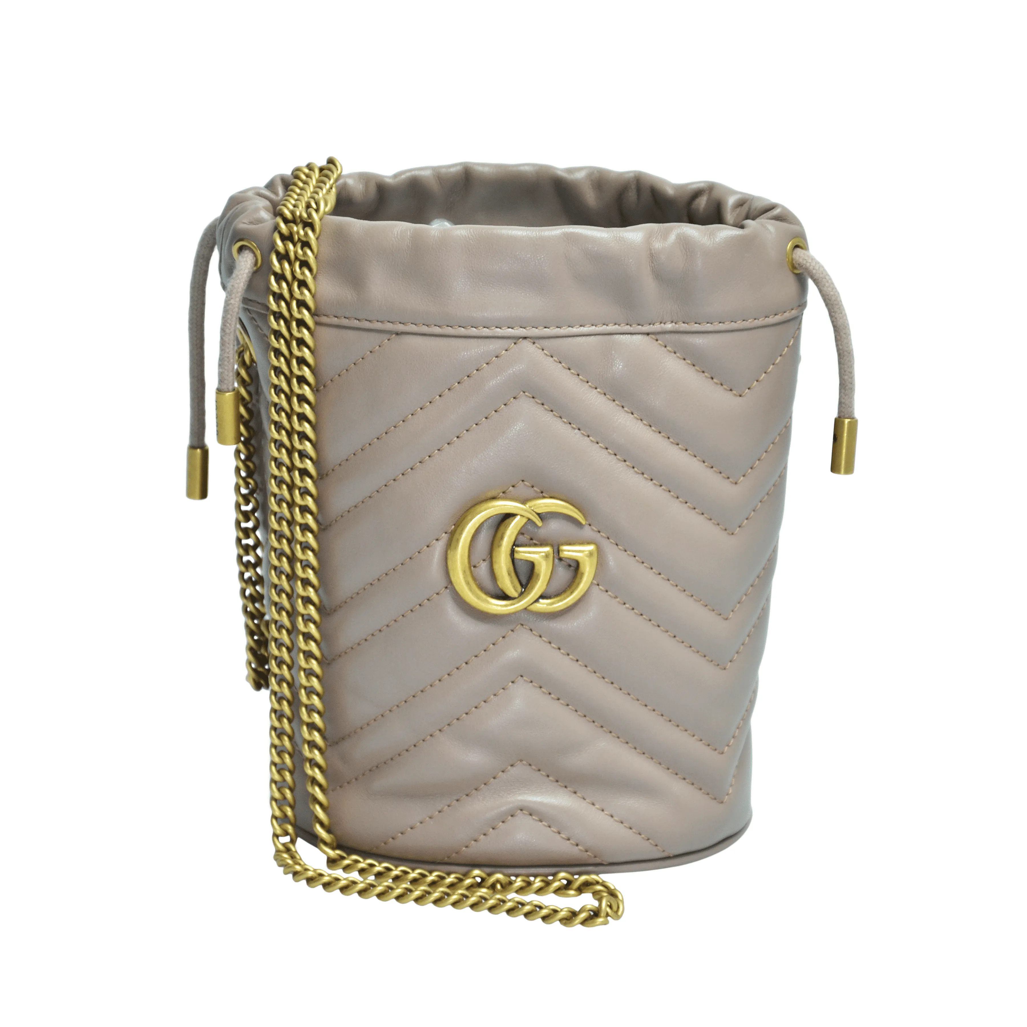 Beige GG Marmont Bucket Bag