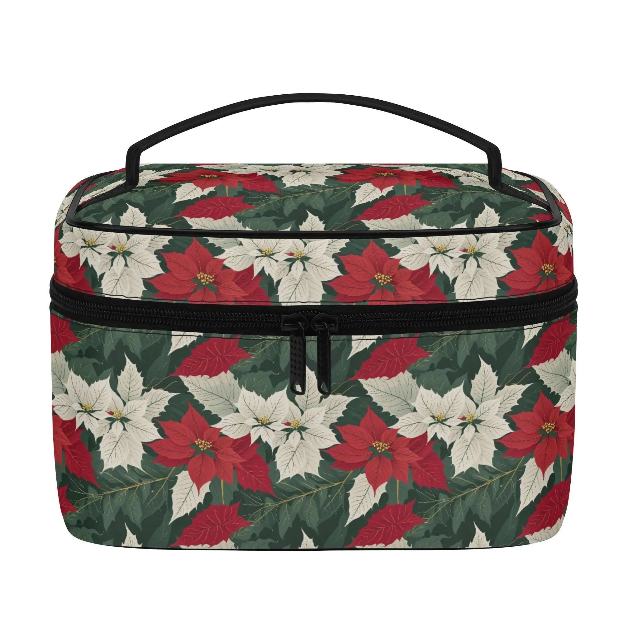 Big Poinsettia Leather Cosmetic Bag