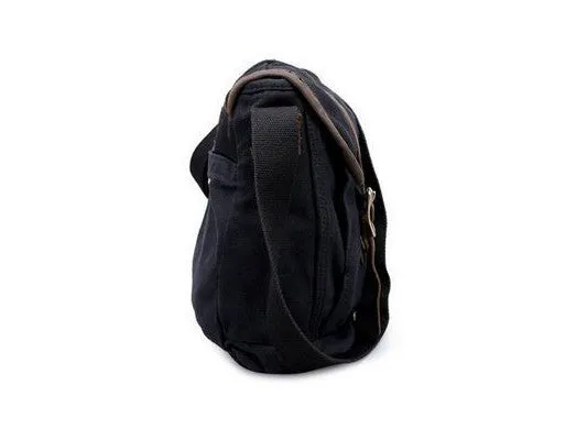 Black Canvas Crossbody Messenger Bag