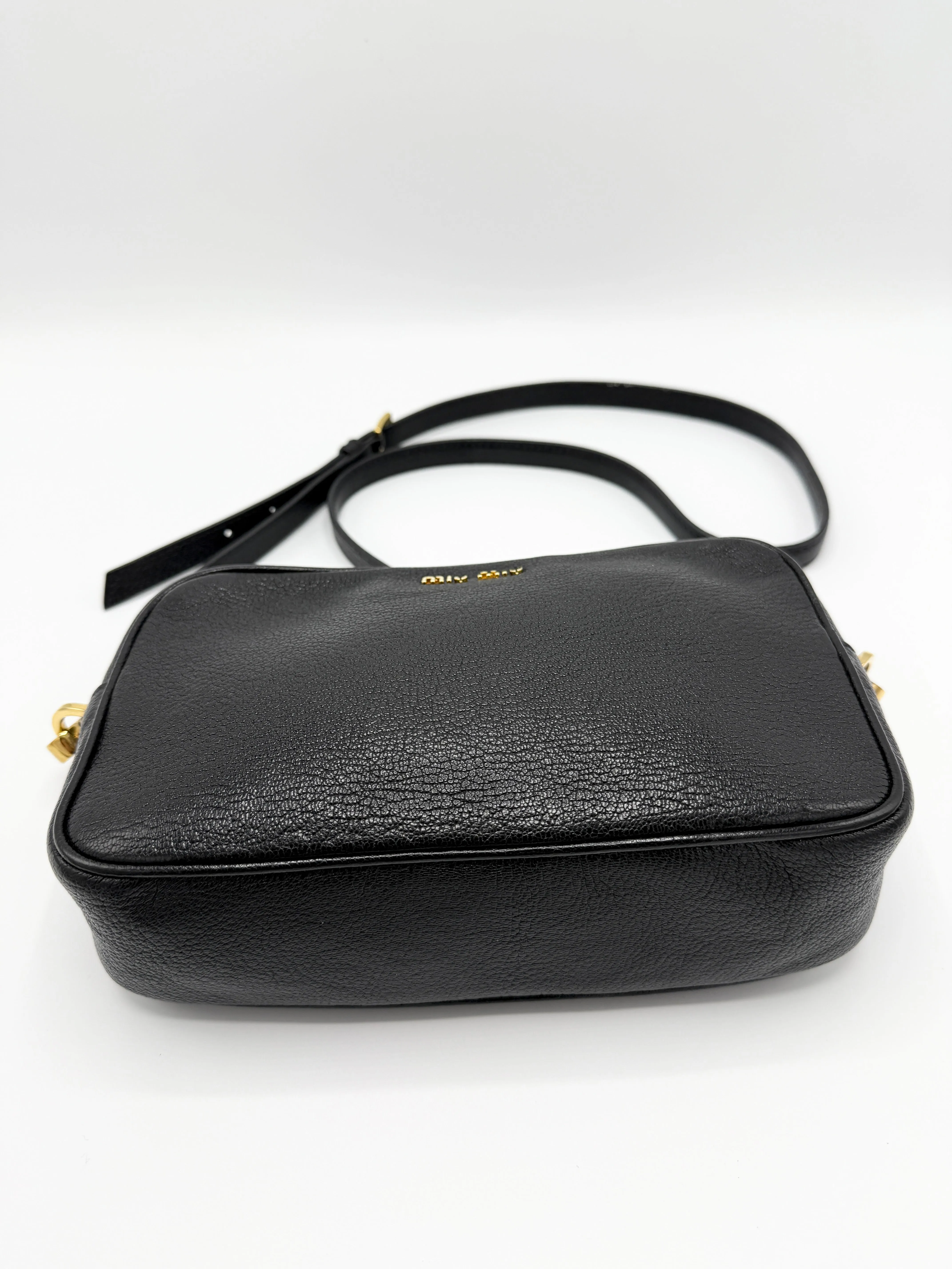 Black Pebbled Leather Camera Bag