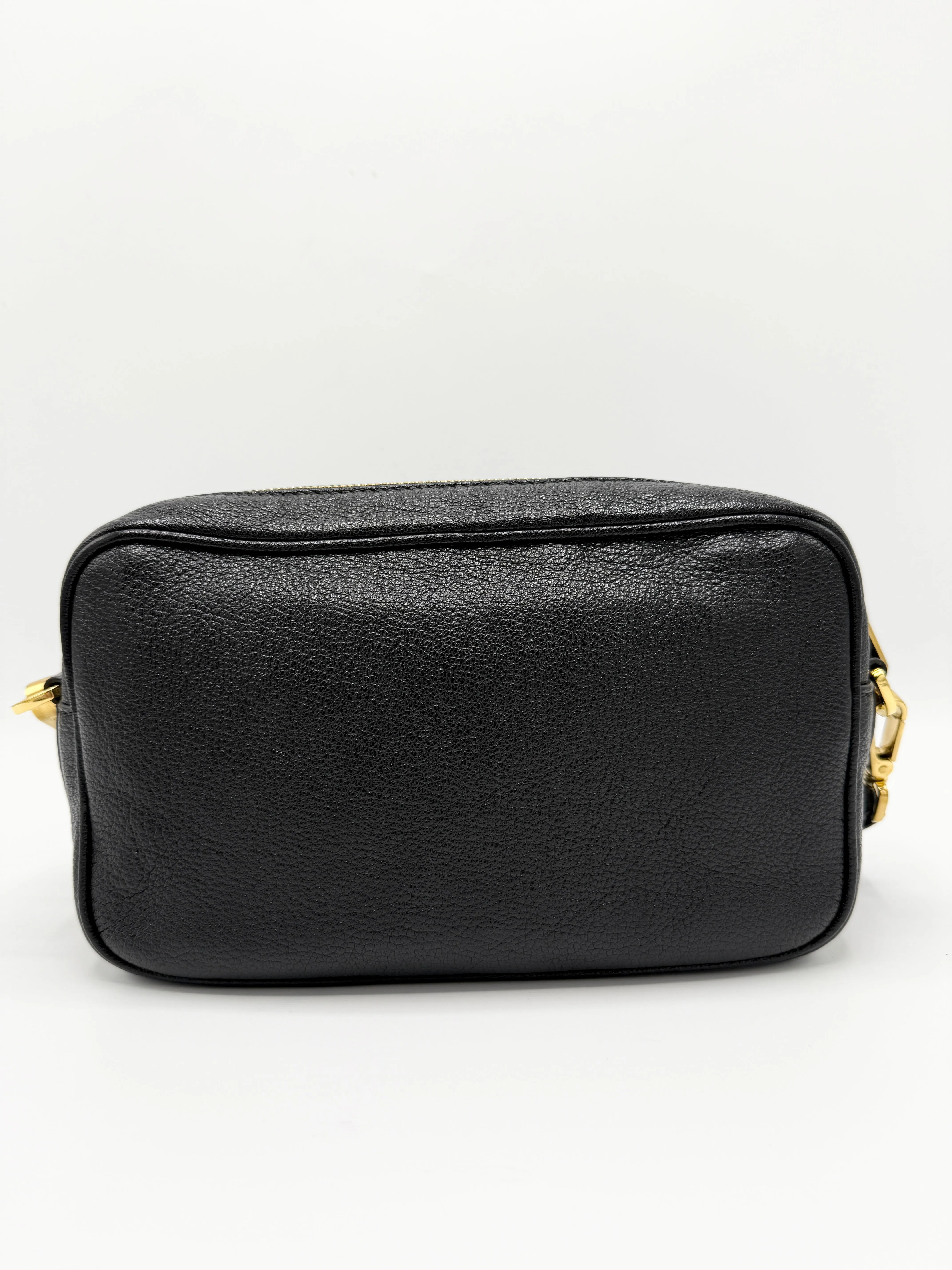 Black Pebbled Leather Camera Bag