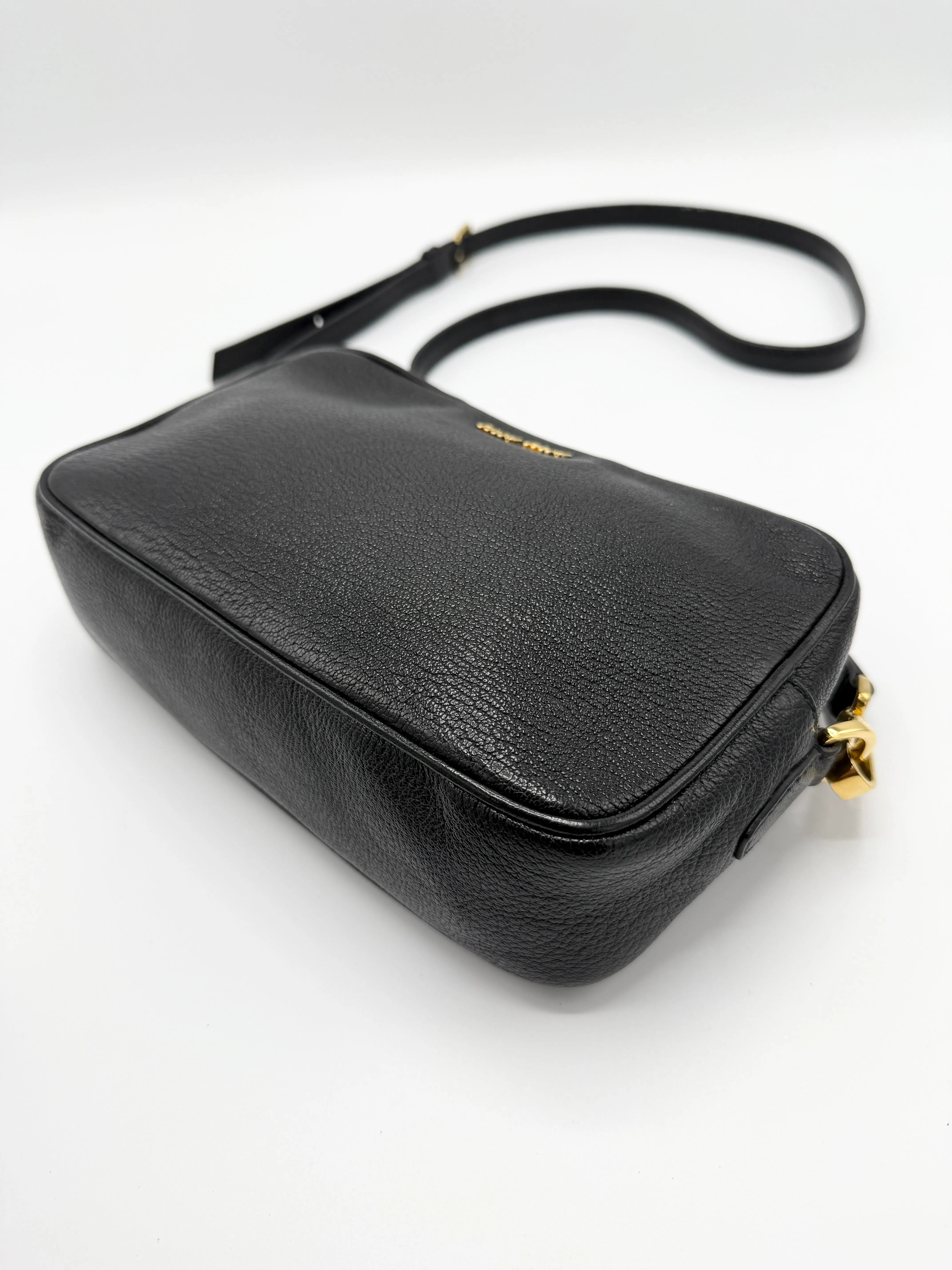 Black Pebbled Leather Camera Bag