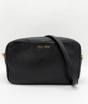 Black Pebbled Leather Camera Bag