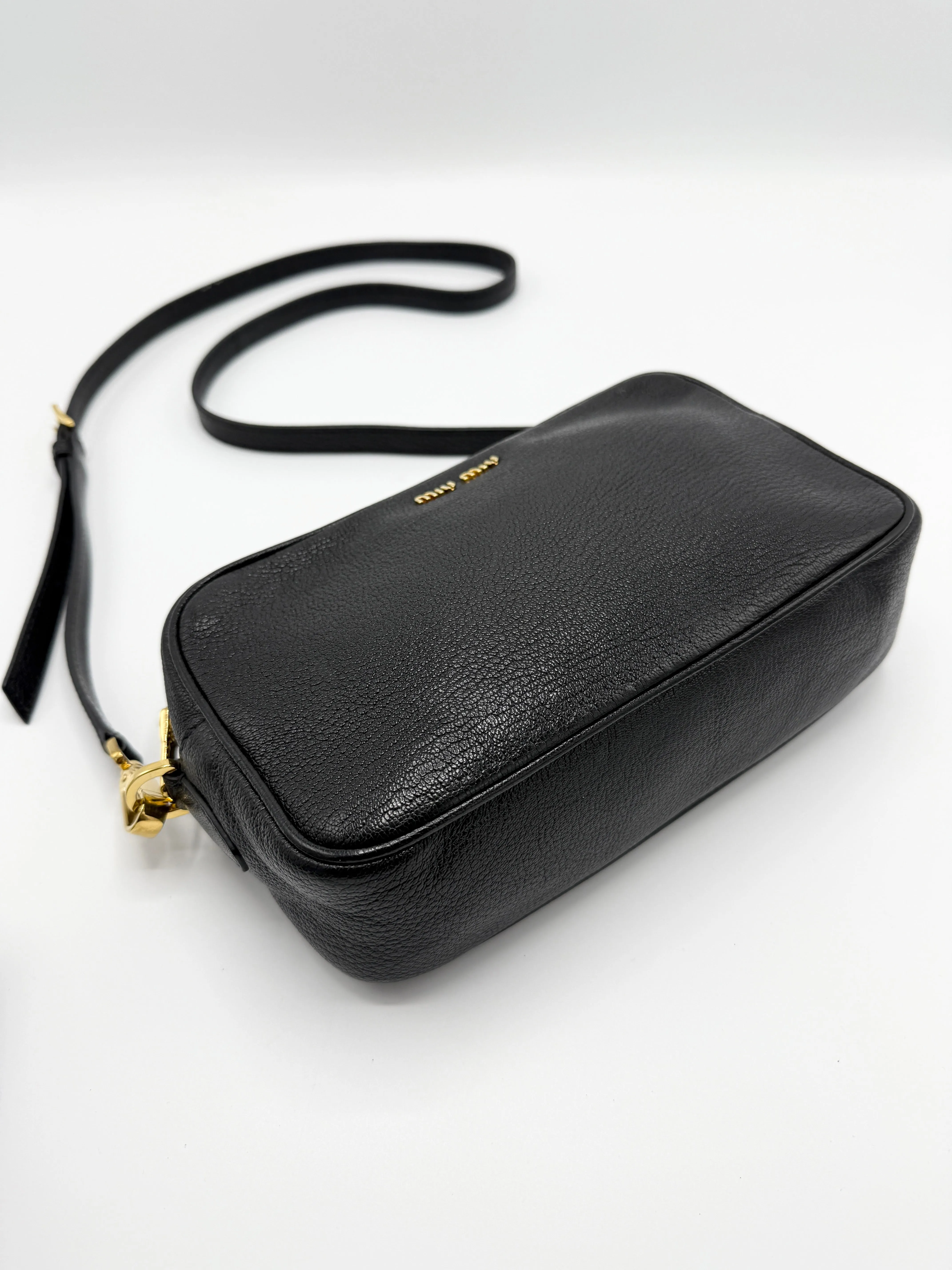 Black Pebbled Leather Camera Bag