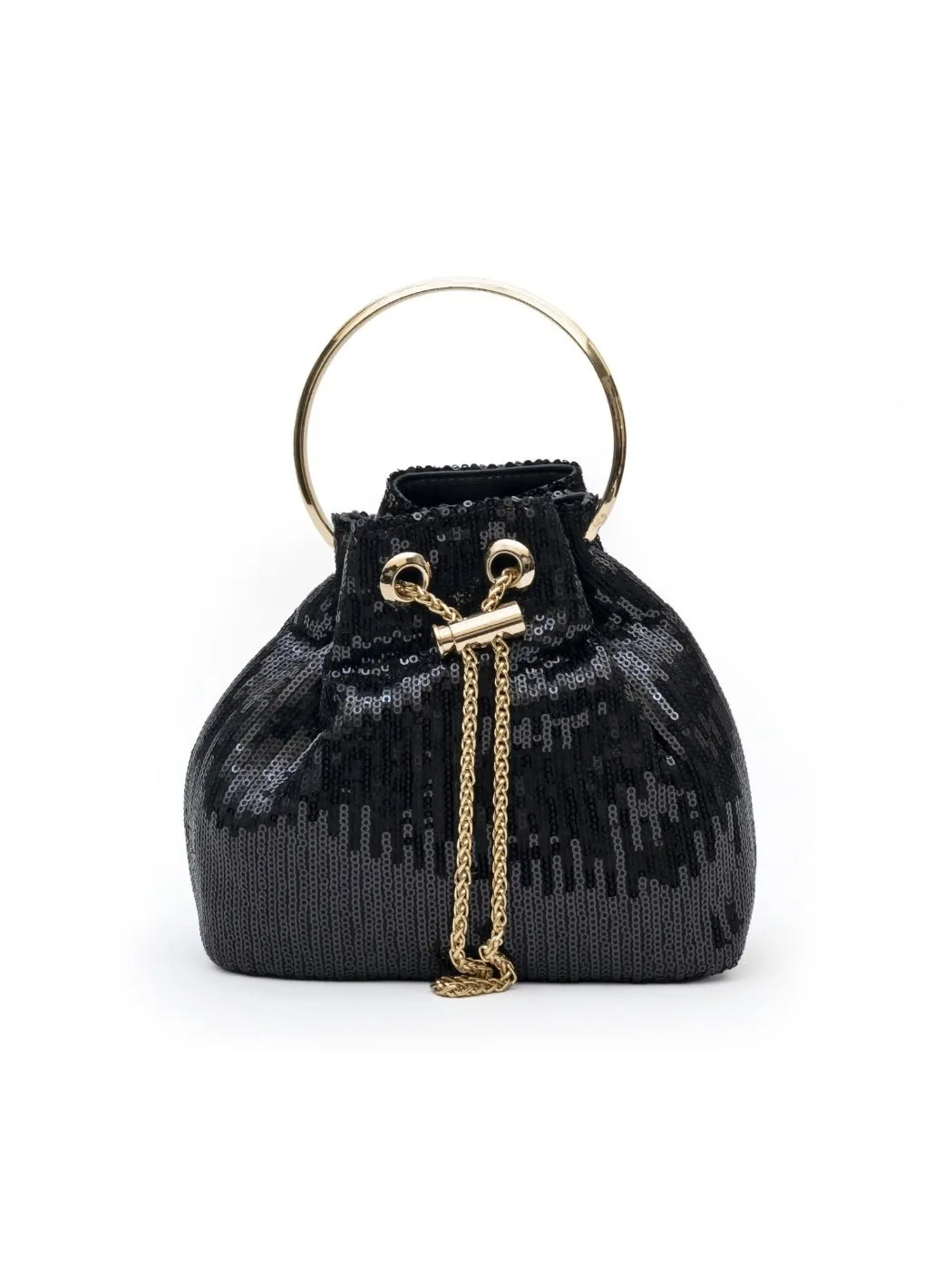 Black Sequins Bucket Bag