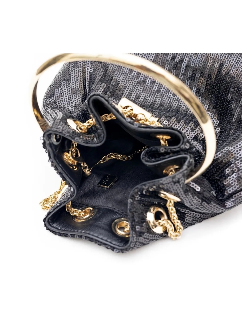 Black Sequins Bucket Bag