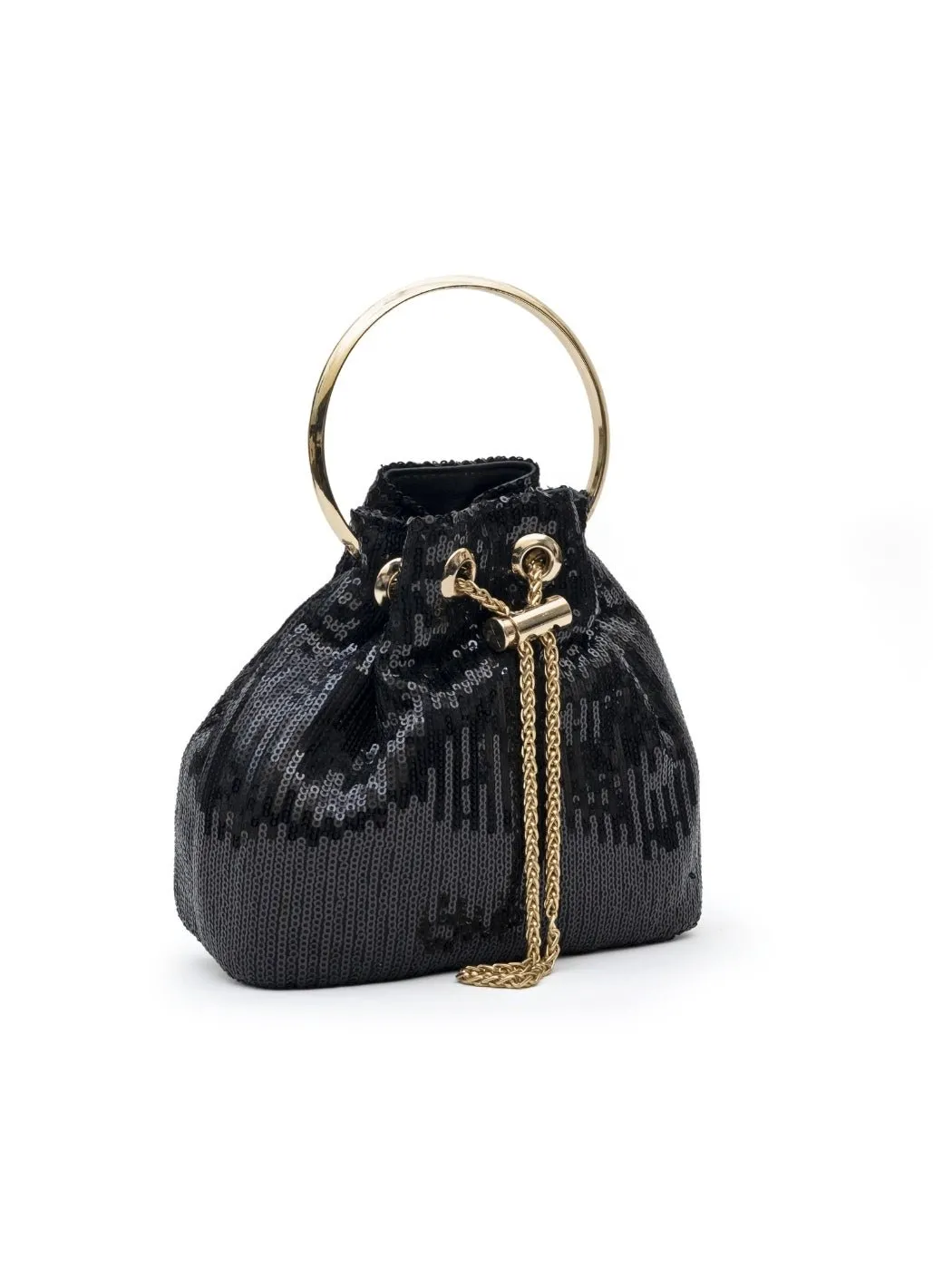 Black Sequins Bucket Bag
