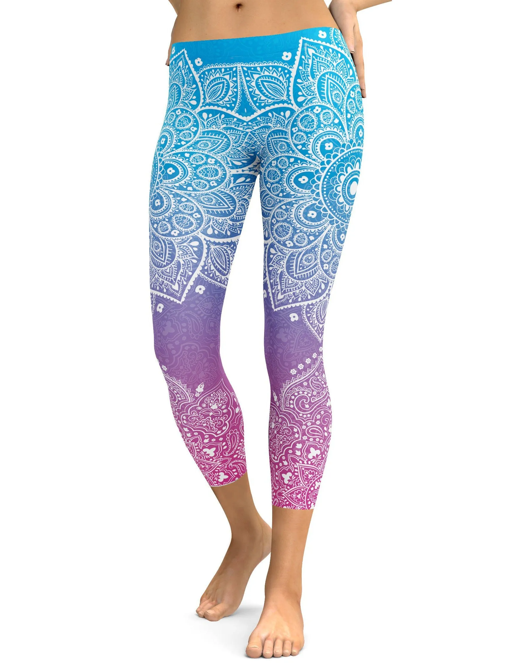 Blue to Pink Mandala Capris