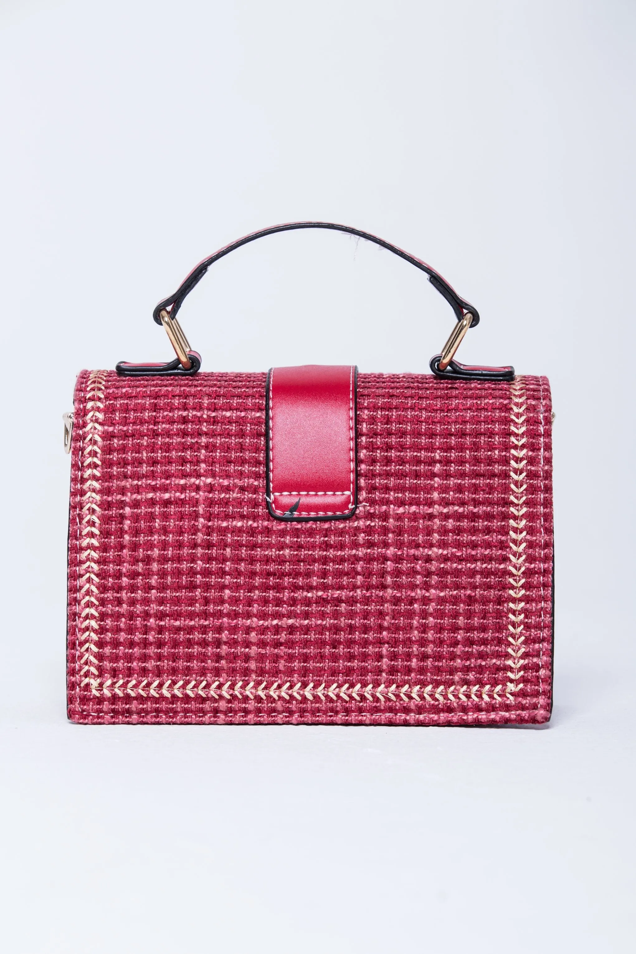 Carmine Red Buckle Handbag
