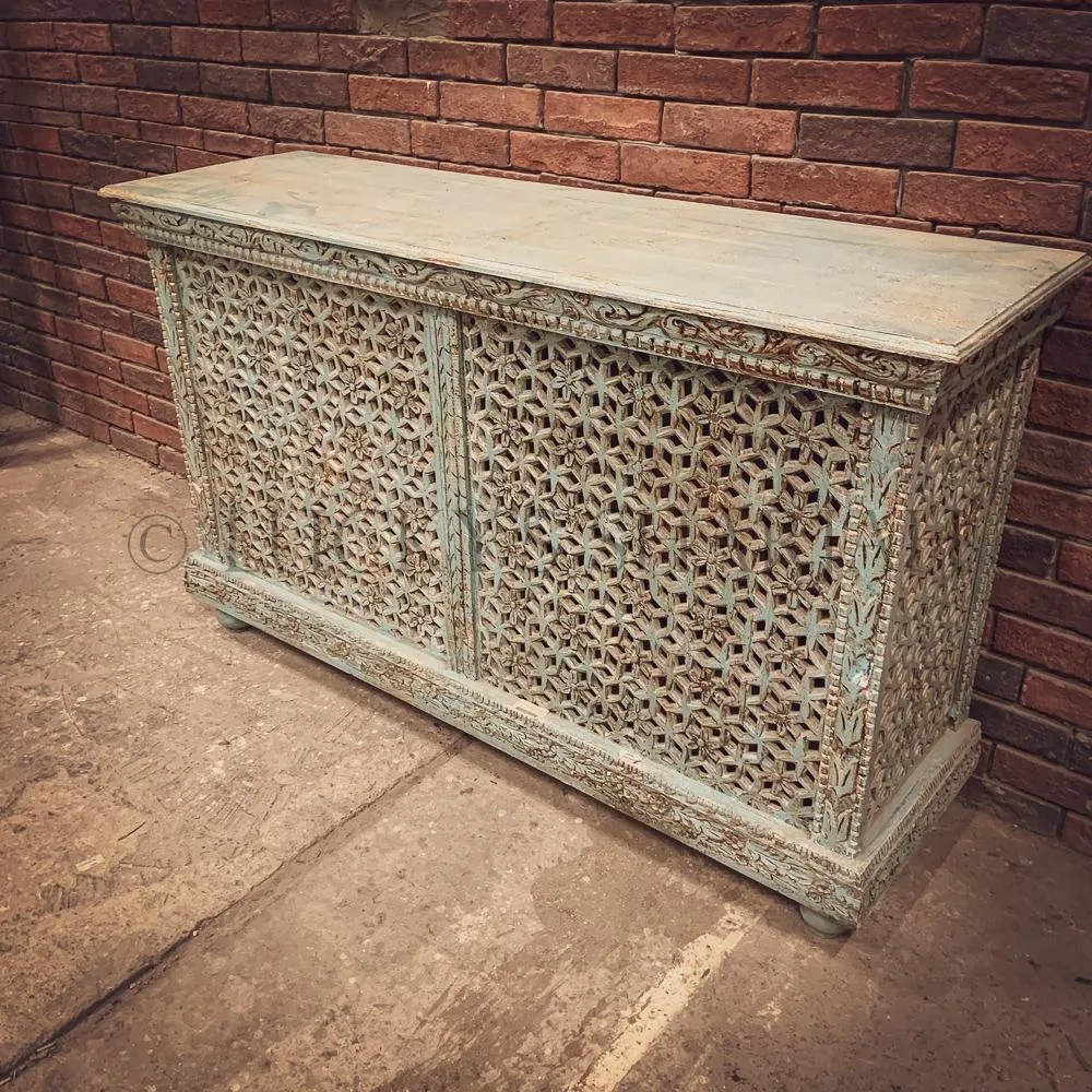 Carved Console vibrant blue