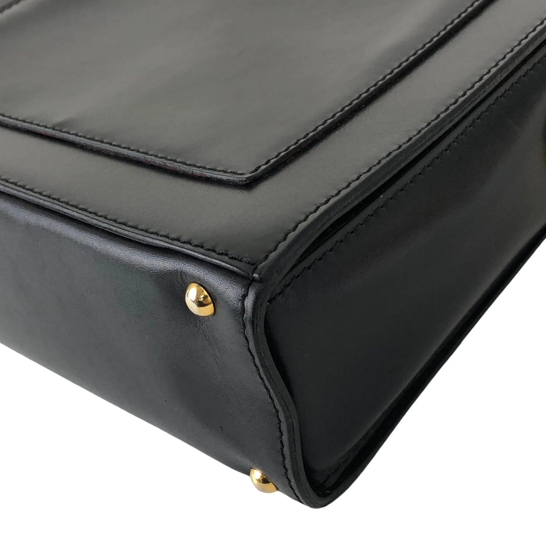 CELINE Gancini Handbag Shoulder bag Black Vintage b73drr