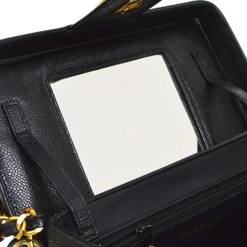 CHANEL 1994-1996 Circled CC Vanity Handbag Black Caviar ao08211