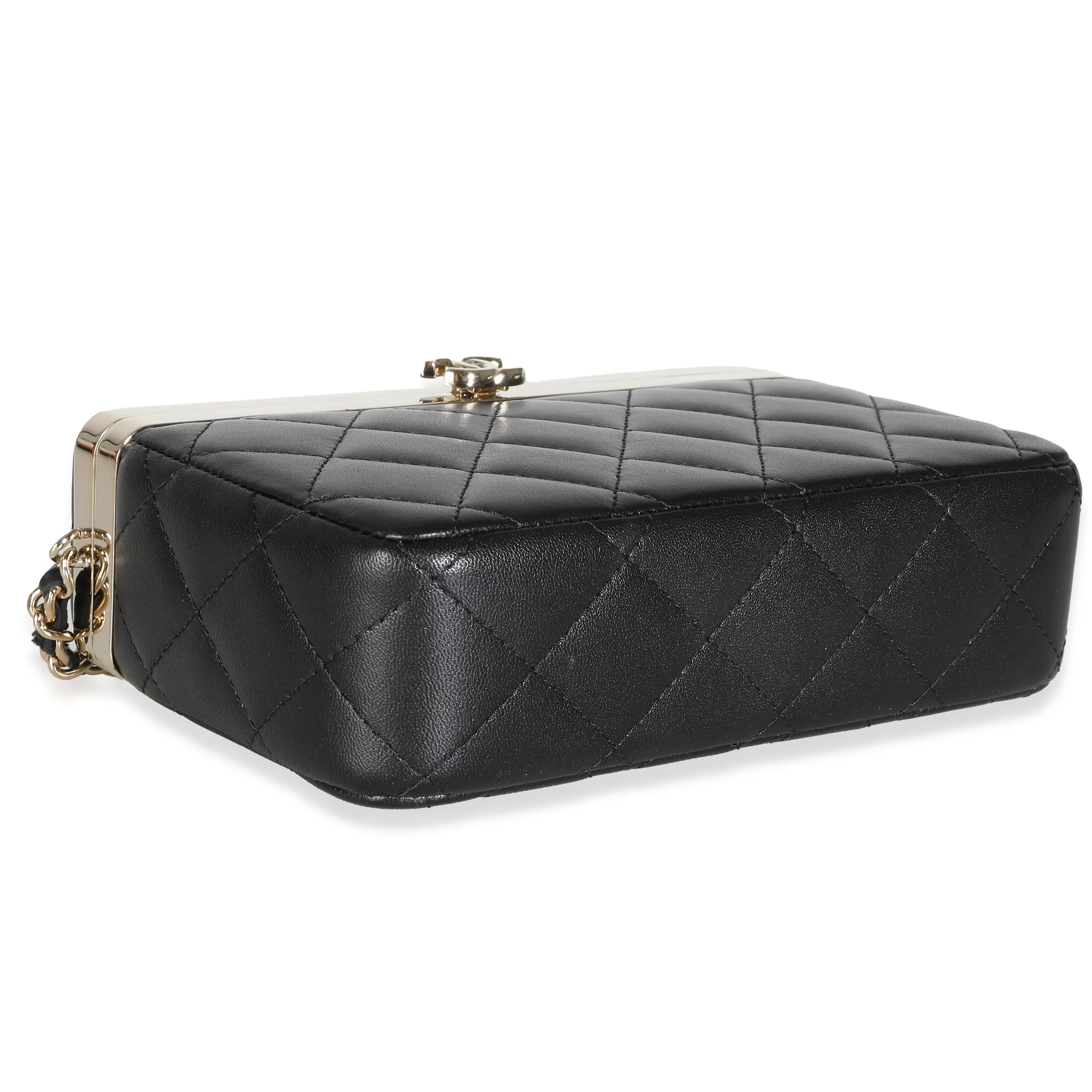 CHANEL 23S Black Quilted Lambskin Vanity Case With Chain