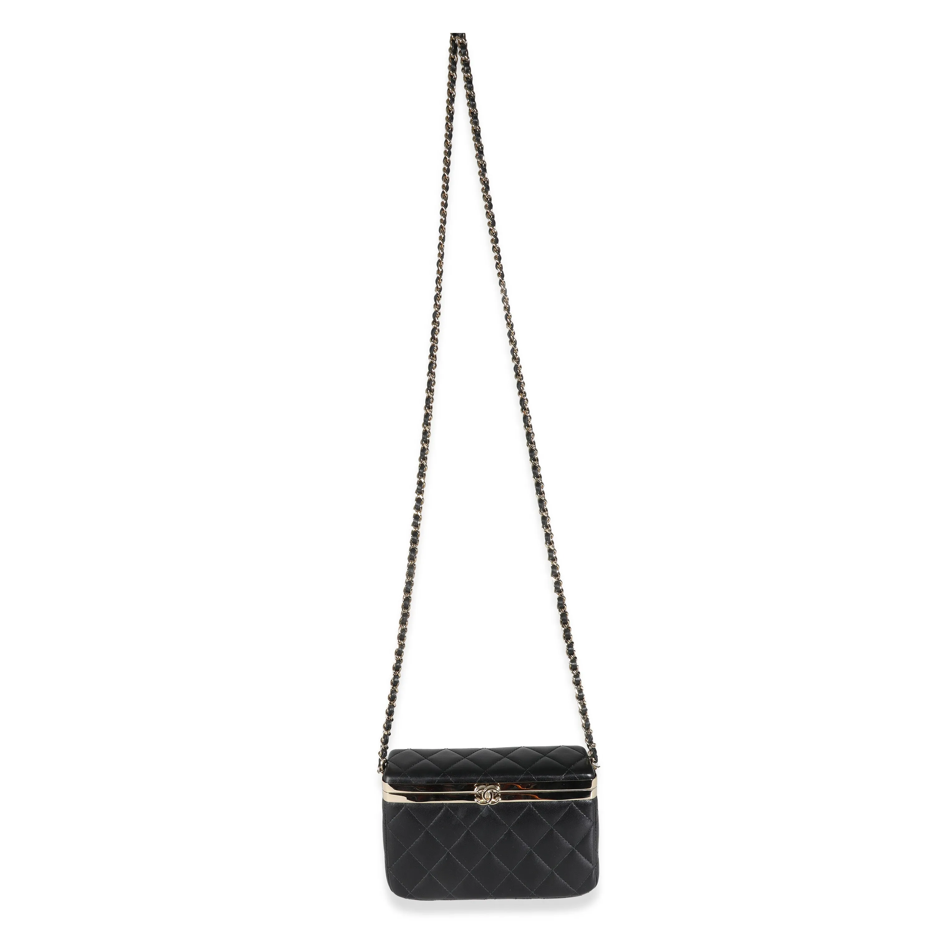CHANEL 23S Black Quilted Lambskin Vanity Case With Chain