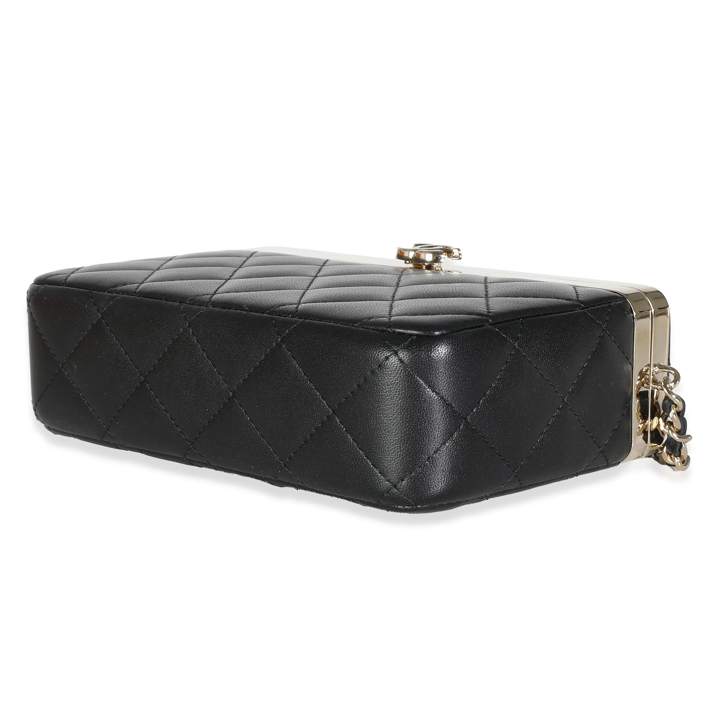 CHANEL 23S Black Quilted Lambskin Vanity Case With Chain