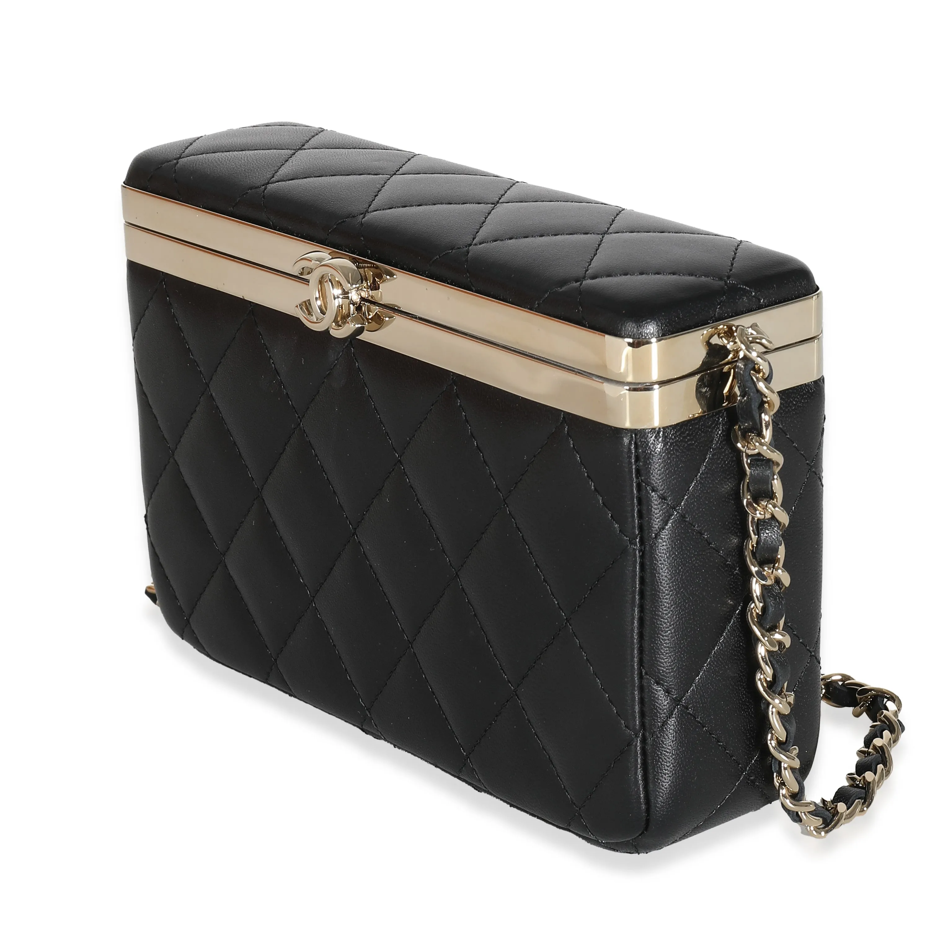CHANEL 23S Black Quilted Lambskin Vanity Case With Chain