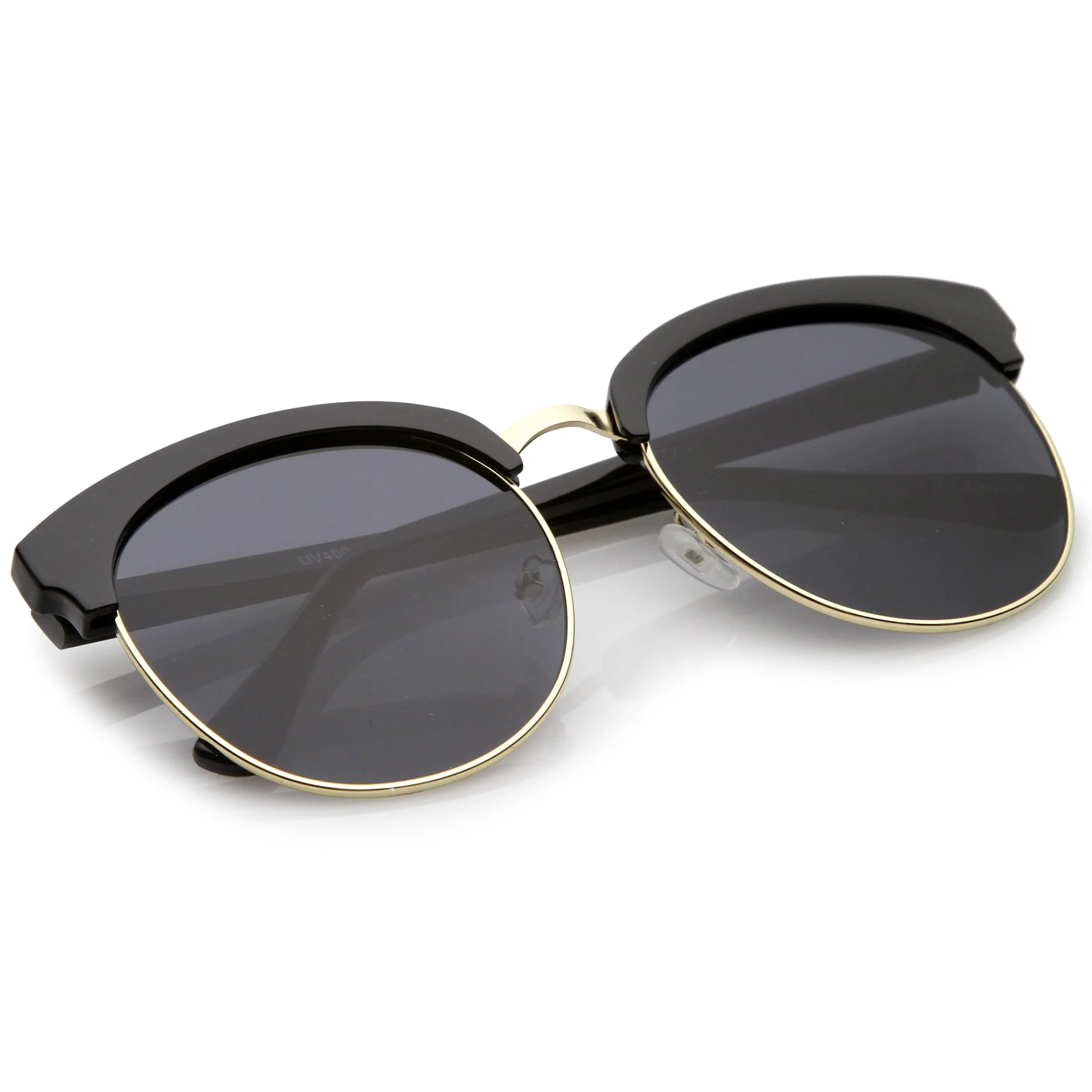 Chic Oversize Flat Lens Browline Half Frame Sunglasses A531