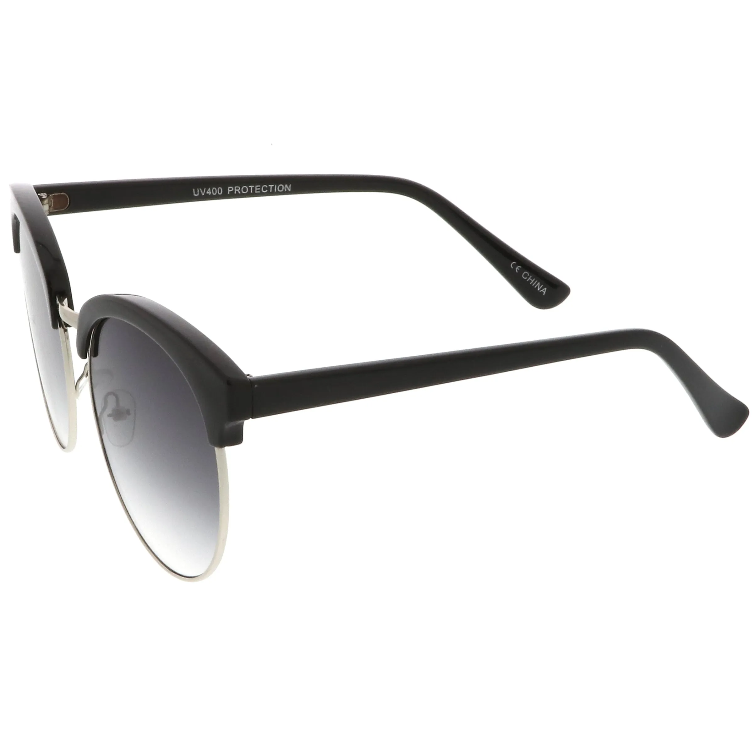 Chic Oversize Flat Lens Browline Half Frame Sunglasses A531
