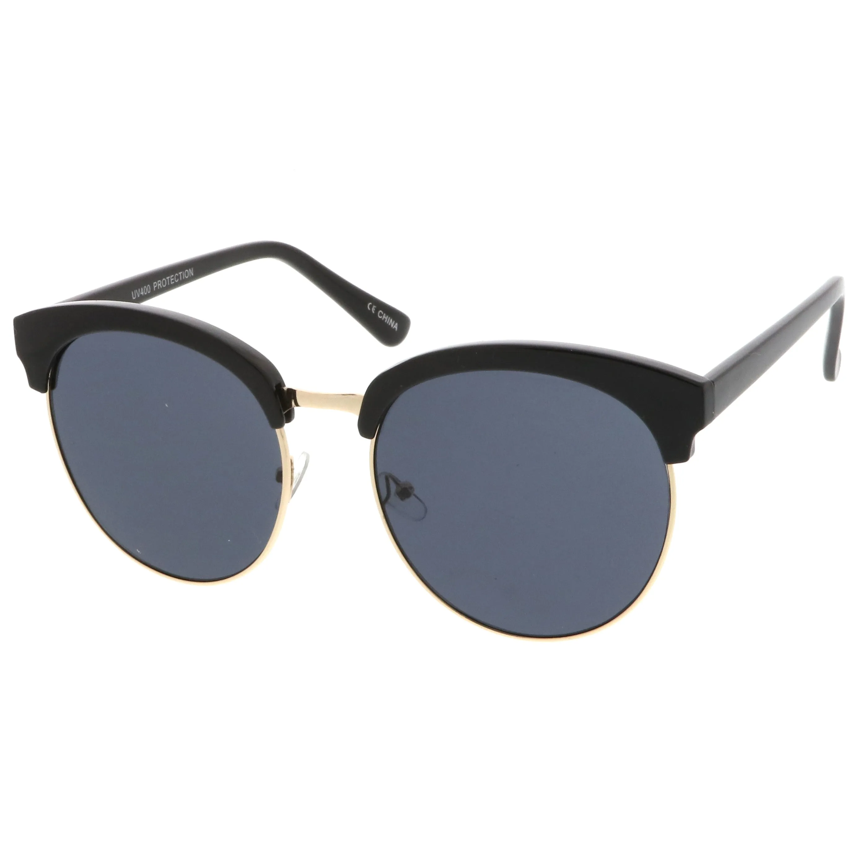 Chic Oversize Flat Lens Browline Half Frame Sunglasses A531