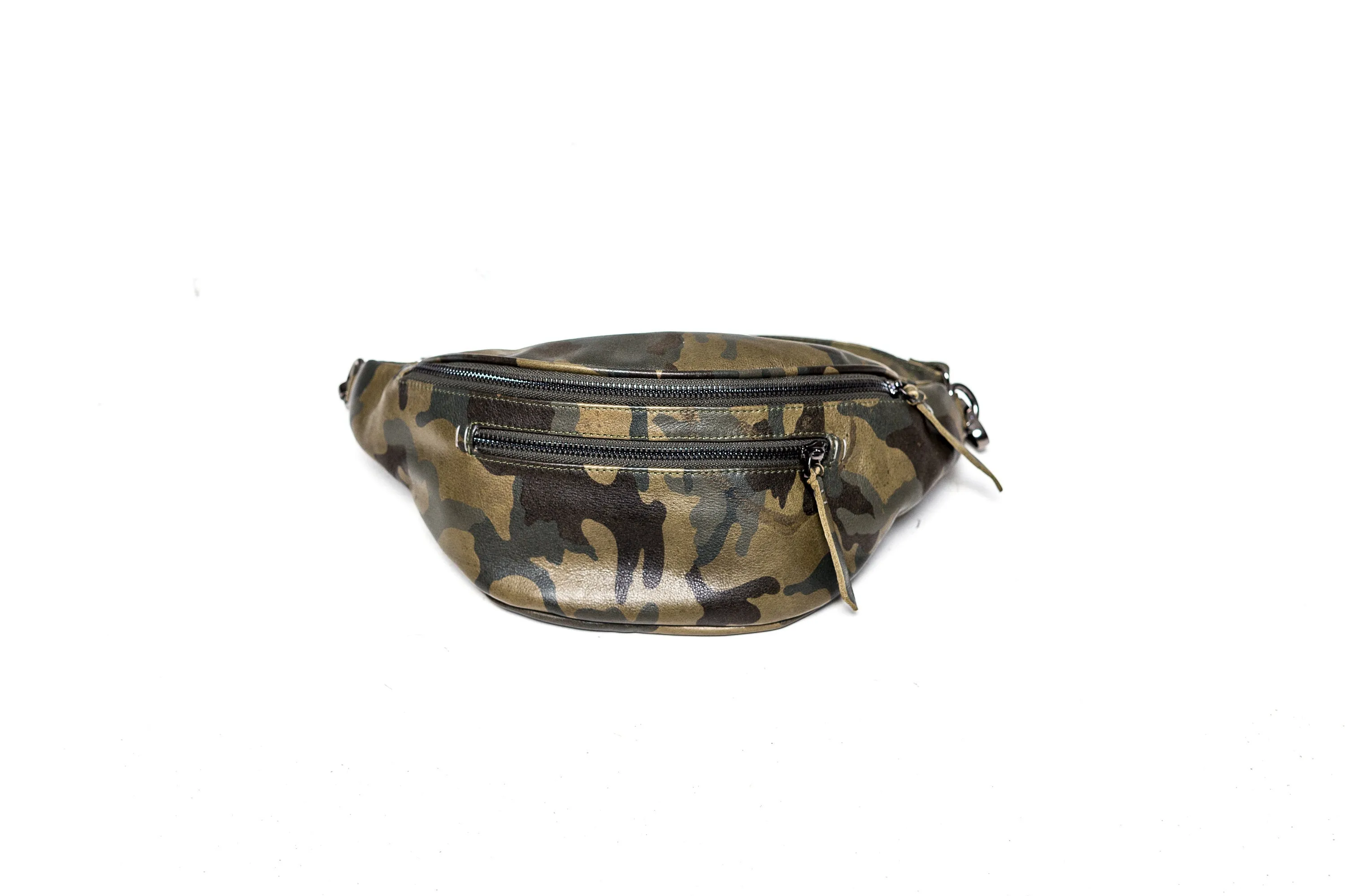 Cult Classic Olive Green Camo Leather Fanny Pack