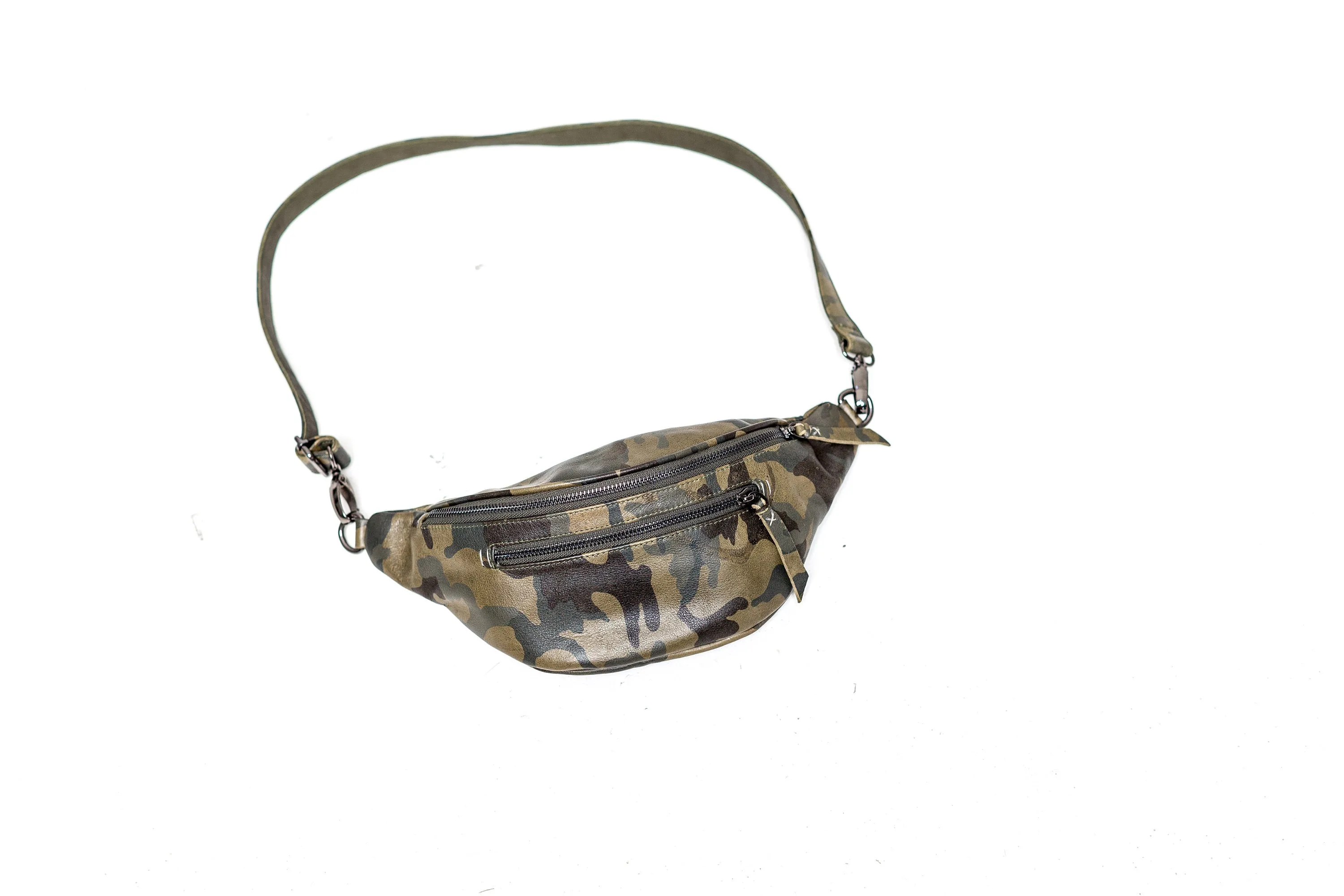 Cult Classic Olive Green Camo Leather Fanny Pack