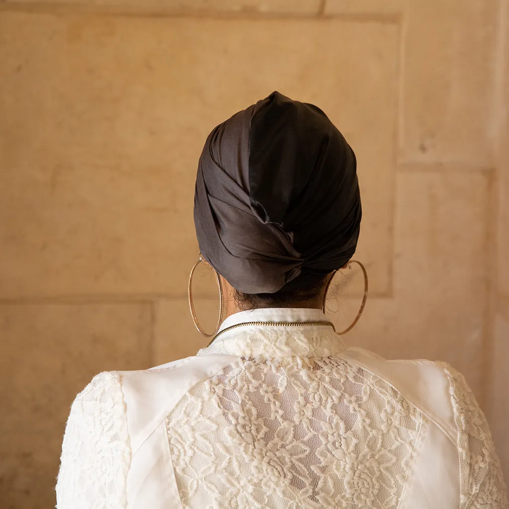 Dark Matte-Shine Satin Turban