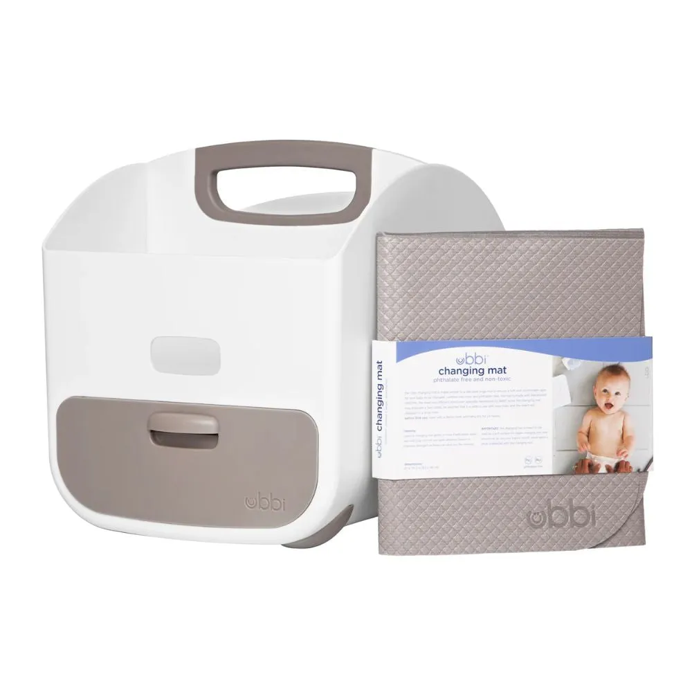 Diaper Storage Caddy and Changing Mat - Grey