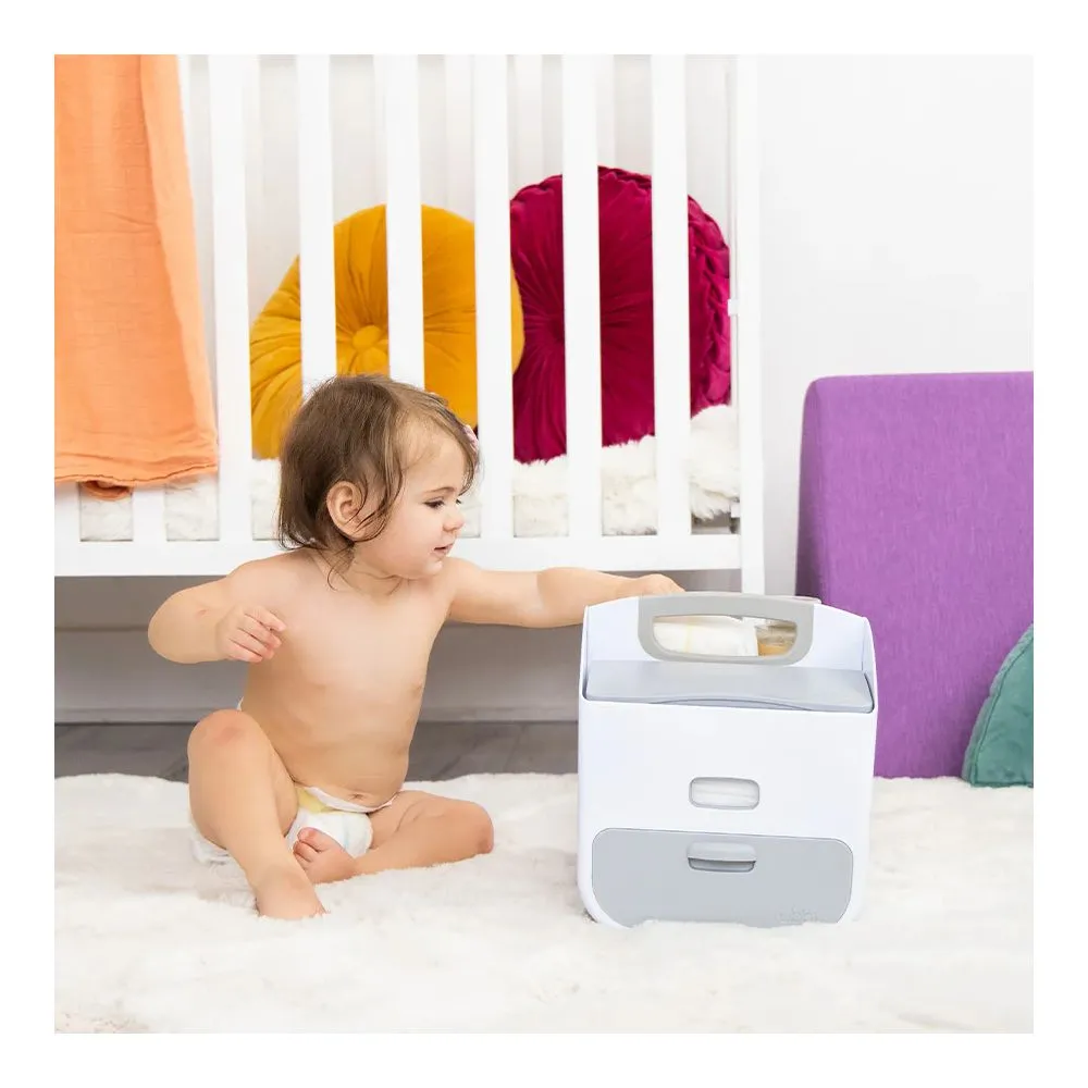 Diaper Storage Caddy and Changing Mat - Grey