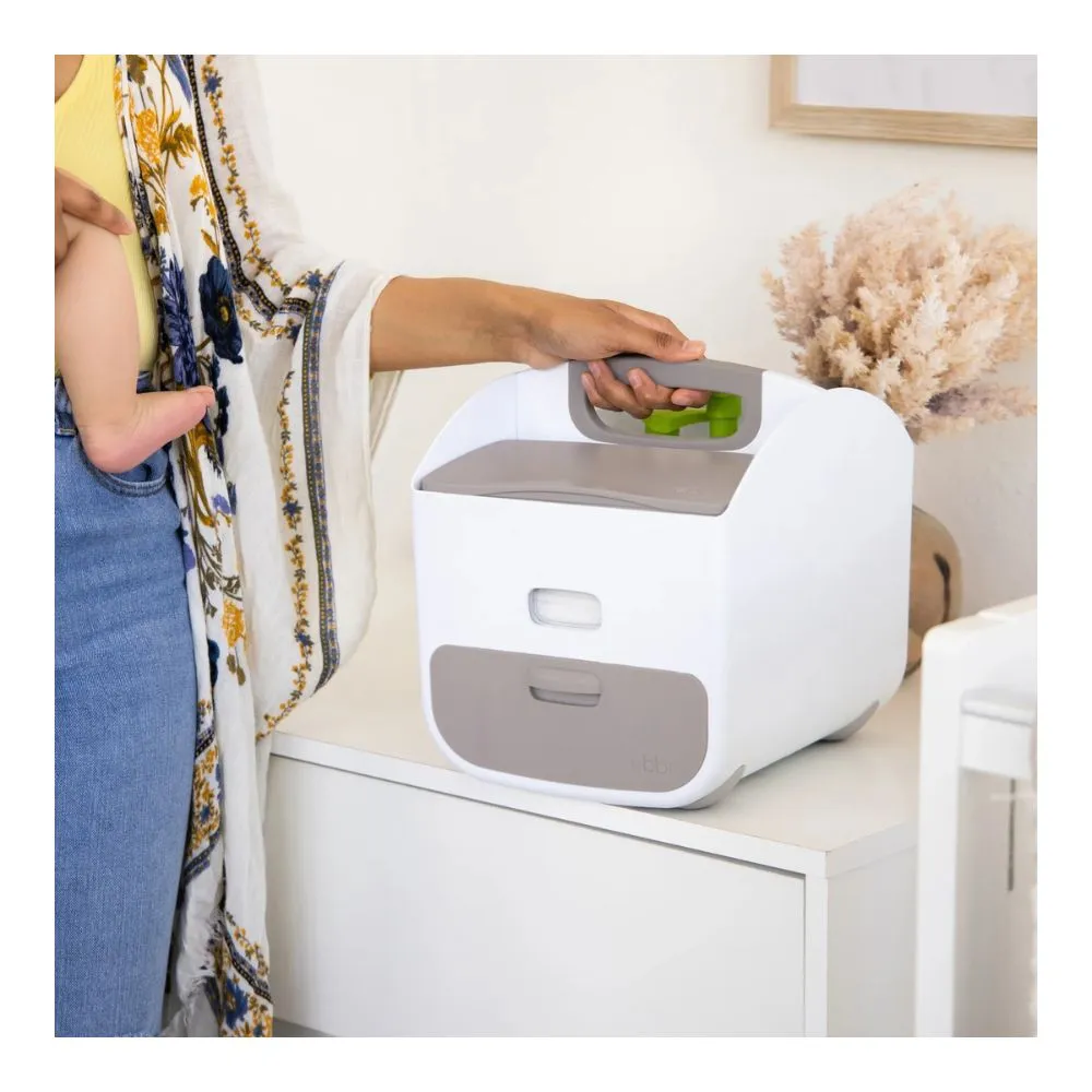 Diaper Storage Caddy and Changing Mat - Grey