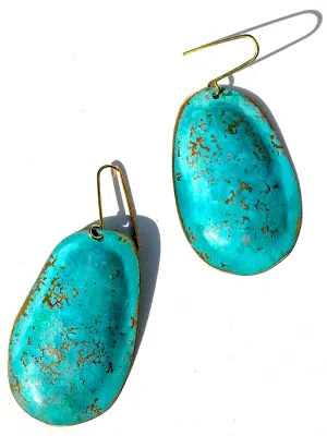 Earrings Large Drop In Patina Over Vermeil