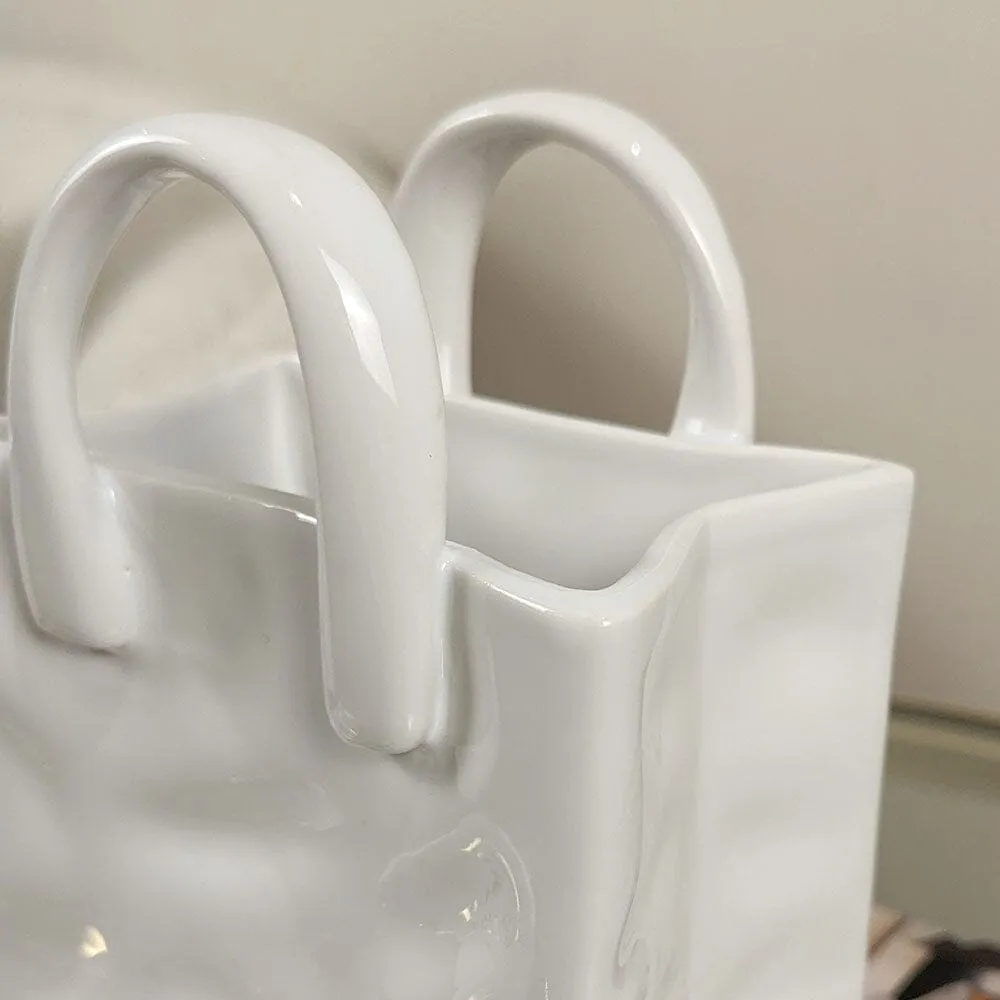 Elise Mini White Handbag Decorative Vase