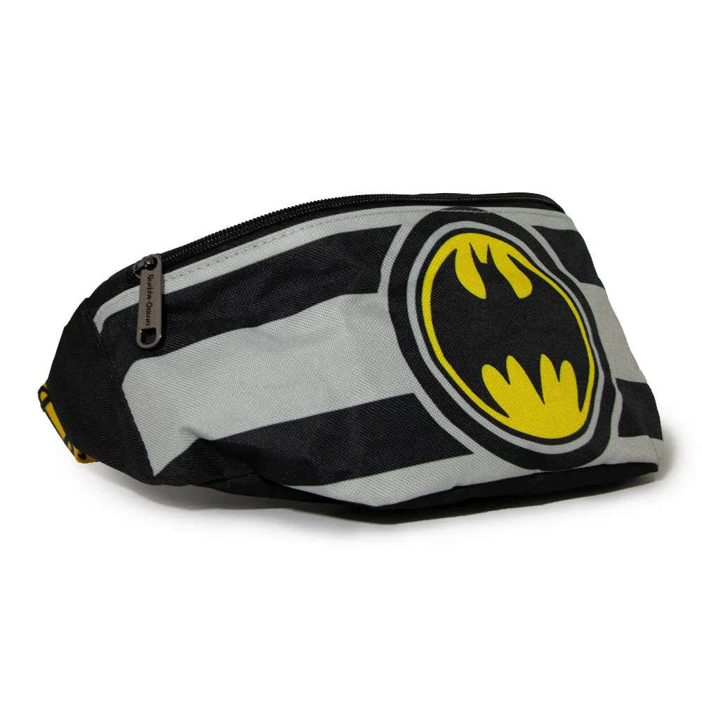 Fanny Pack - BATMAN Bat Signal Stripes Utility Belt Black Gray Yellow