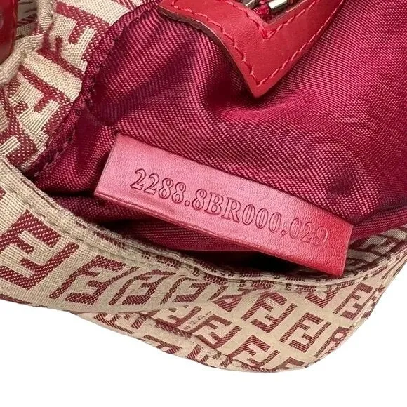 Fend red Zucchino print baguette bag w chrome FF clasp
