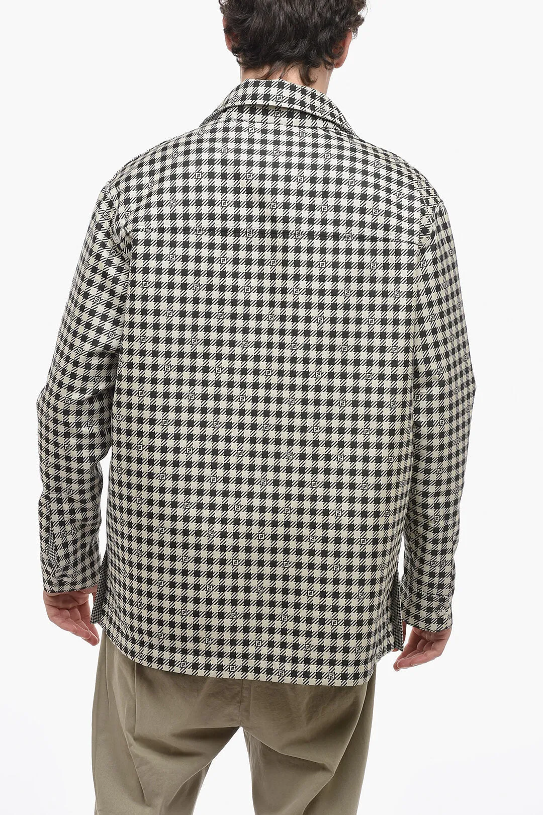 Fendi Houndstooth Patterned Reversible Trenchcoat
