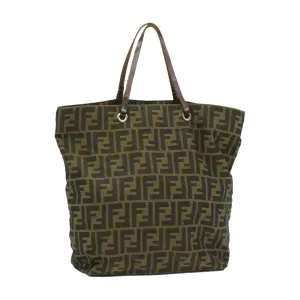 Fendi Zucca Canvas Hand Bag Black Brown Nylon